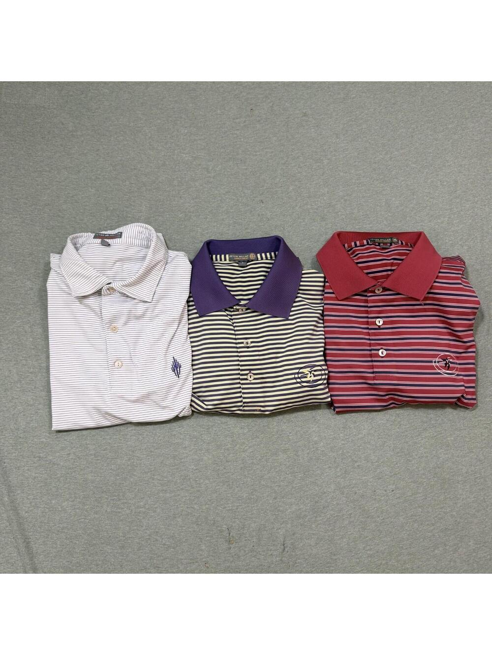 Lot of 3 Peter Millar Summer Comfort Polo Shirts Mens Size Large Golf Perfomance